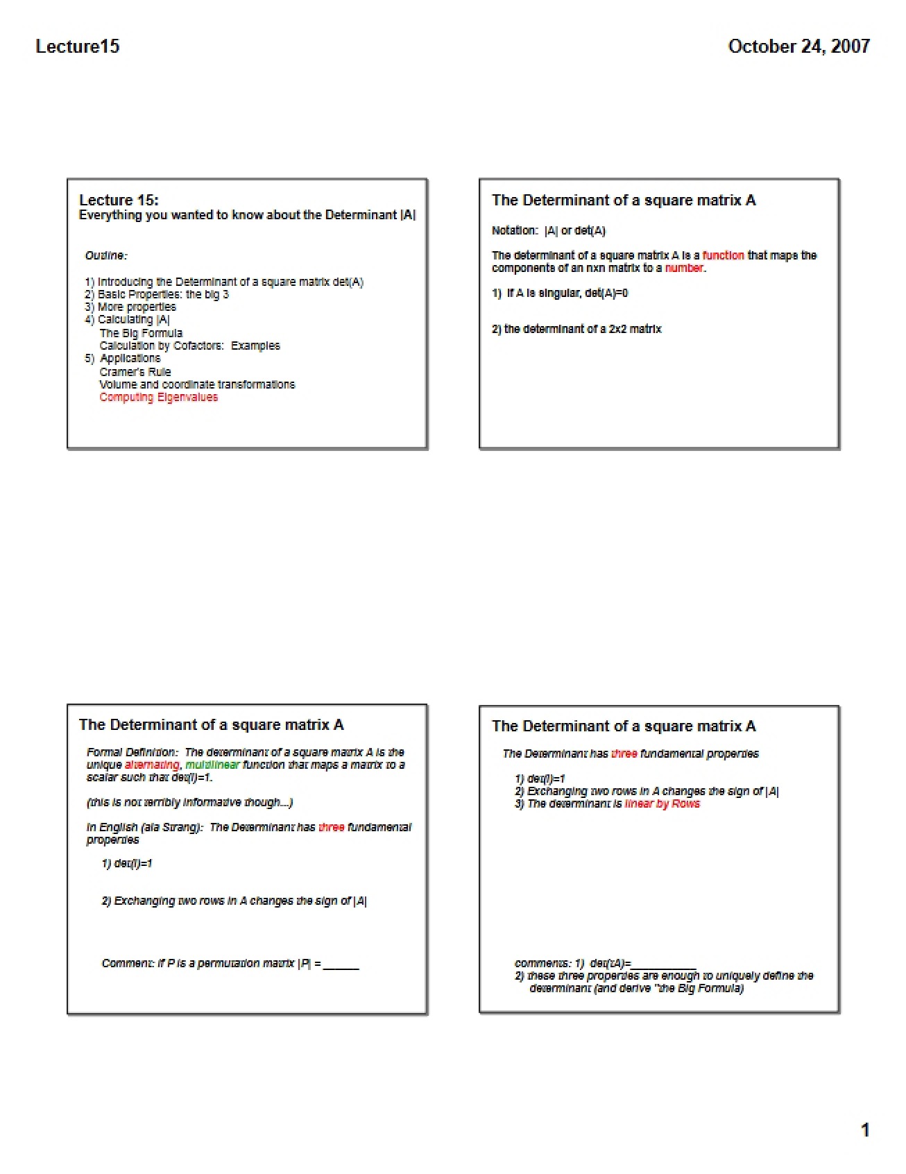 Linear Algebra Lecture Notes