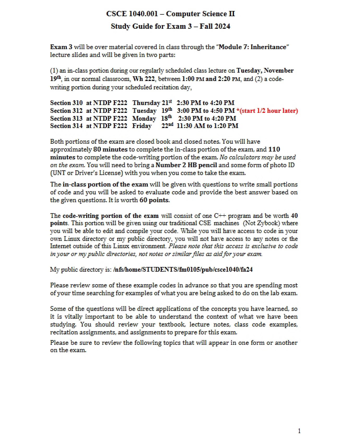 Third Exam Study Guide
