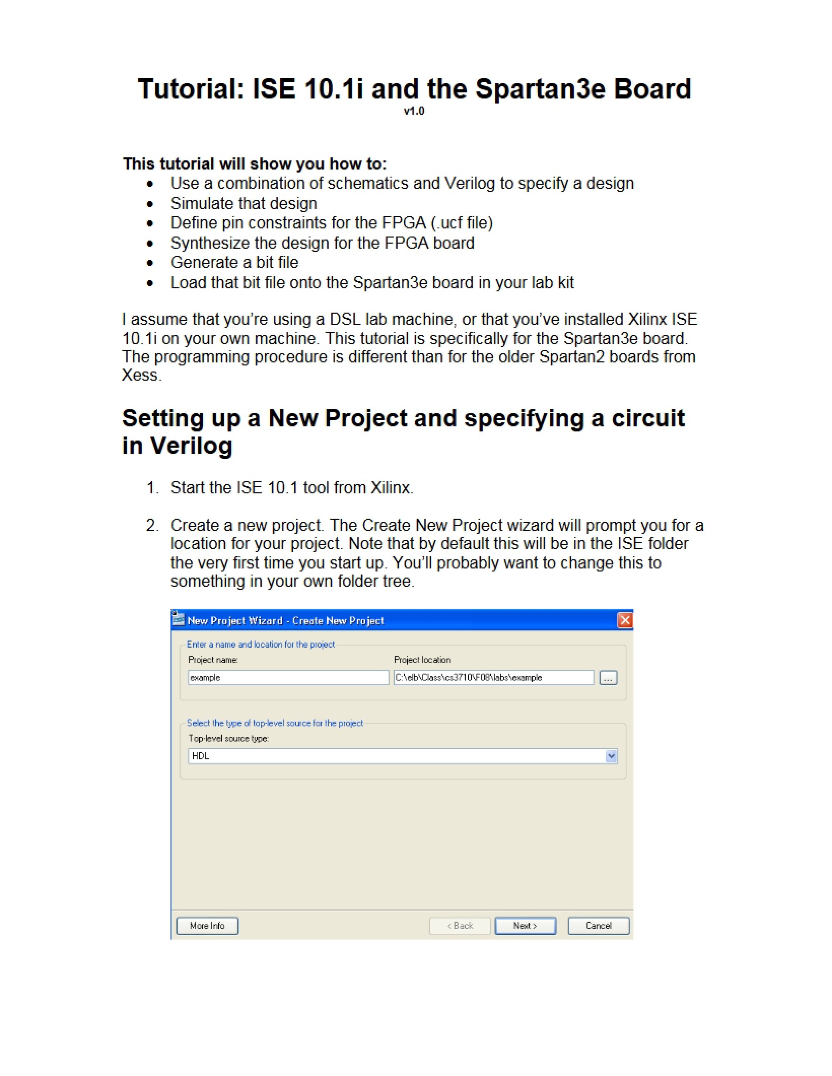 Spartan3e Board and ISE 10.1i Tutorial