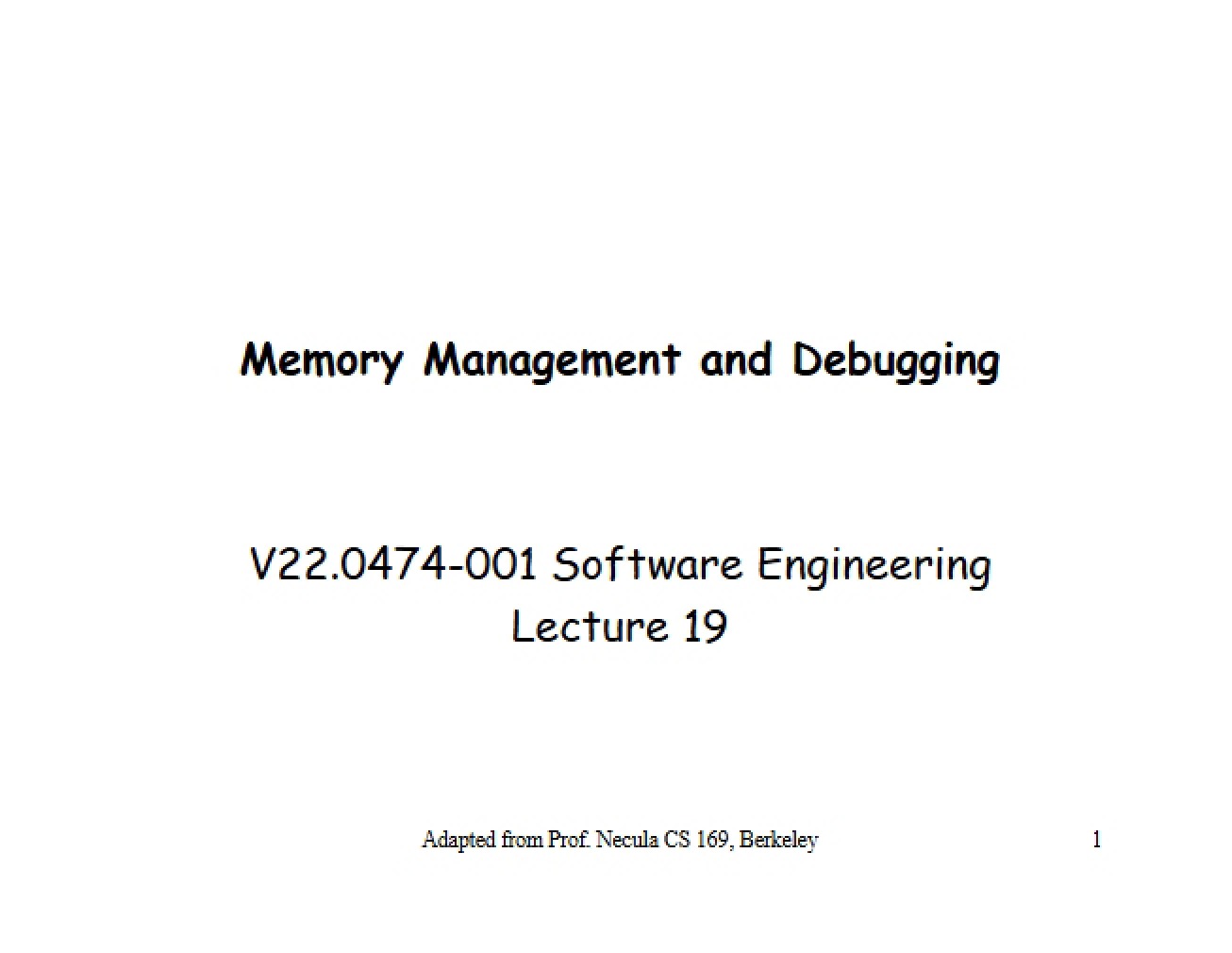 Memory Debugging and Management