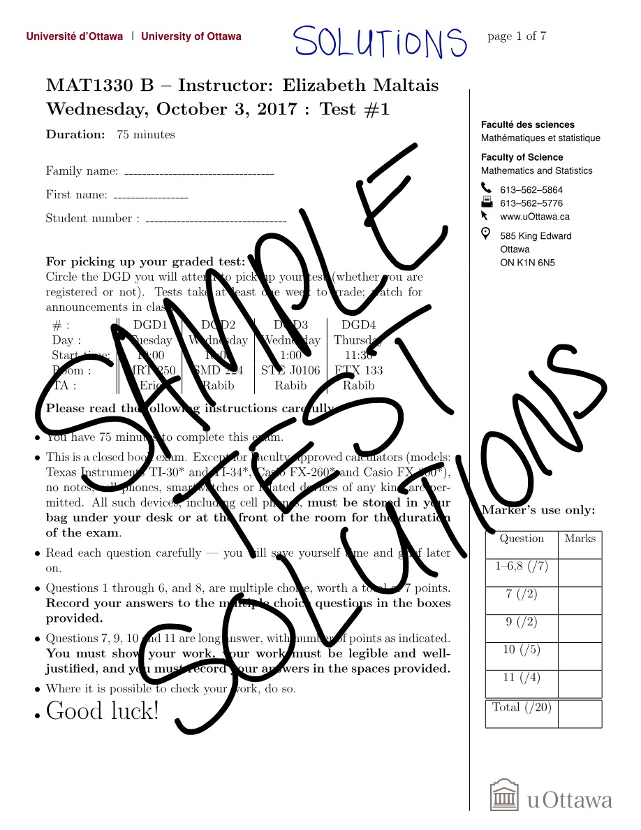 MAT1330 B Test 1 Solutions Annotated