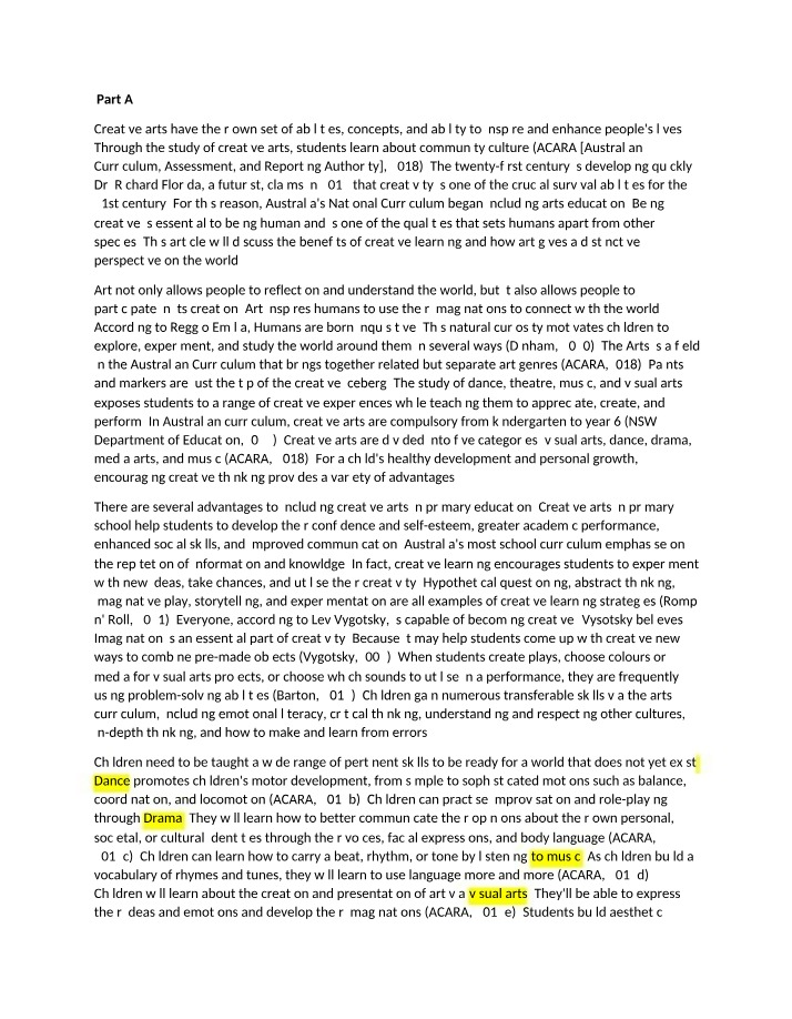 Arts Education - Part A