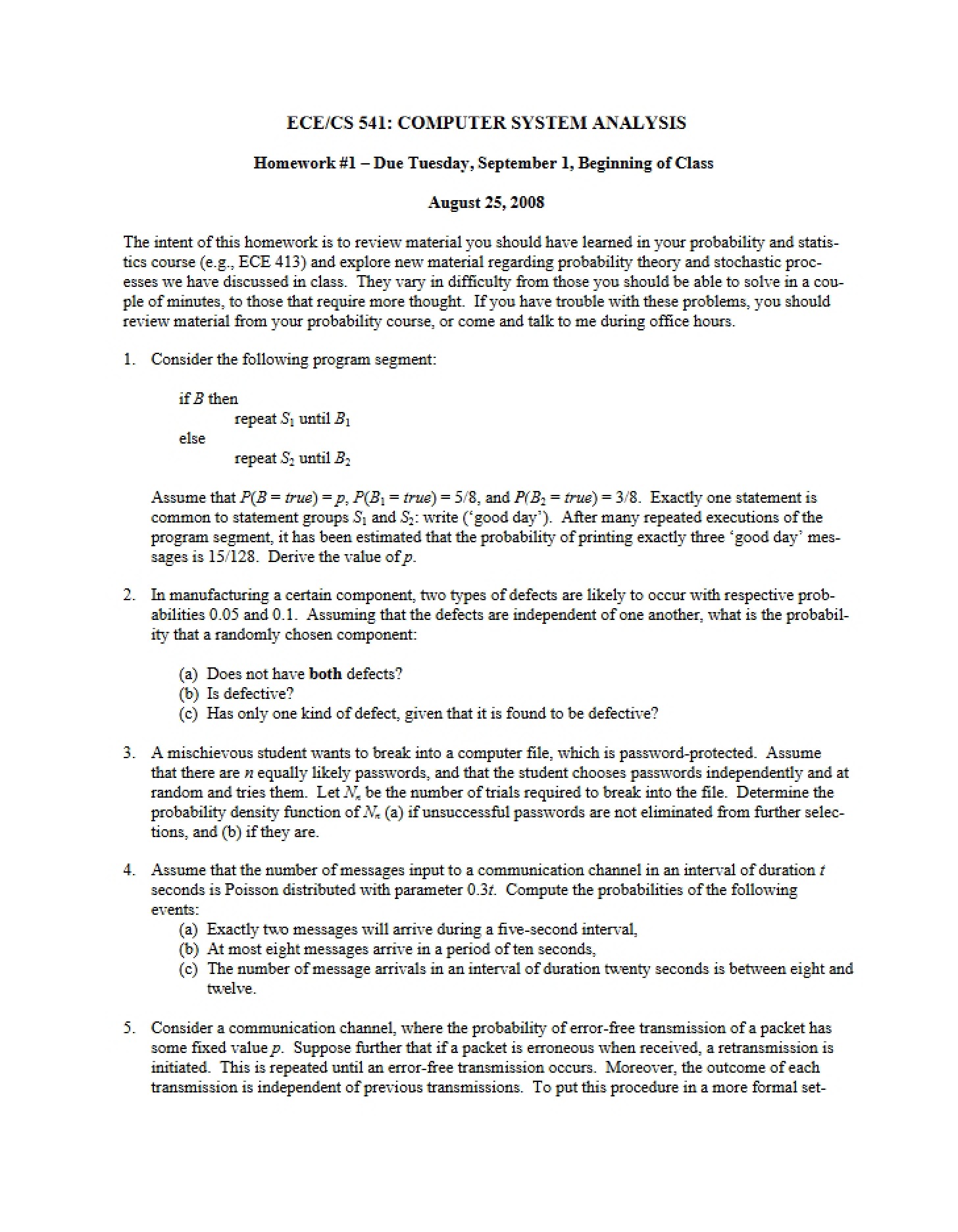 Analysis of Computer Systems