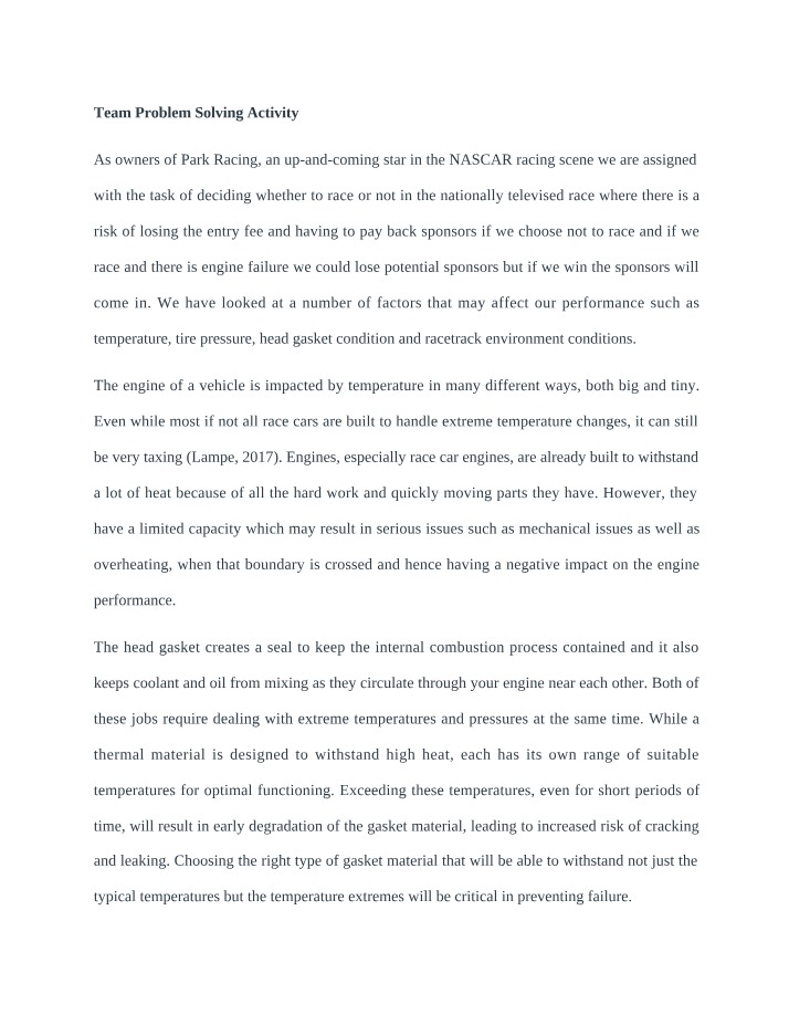 Optimizing Engine Performance Factors in NASCAR Racing