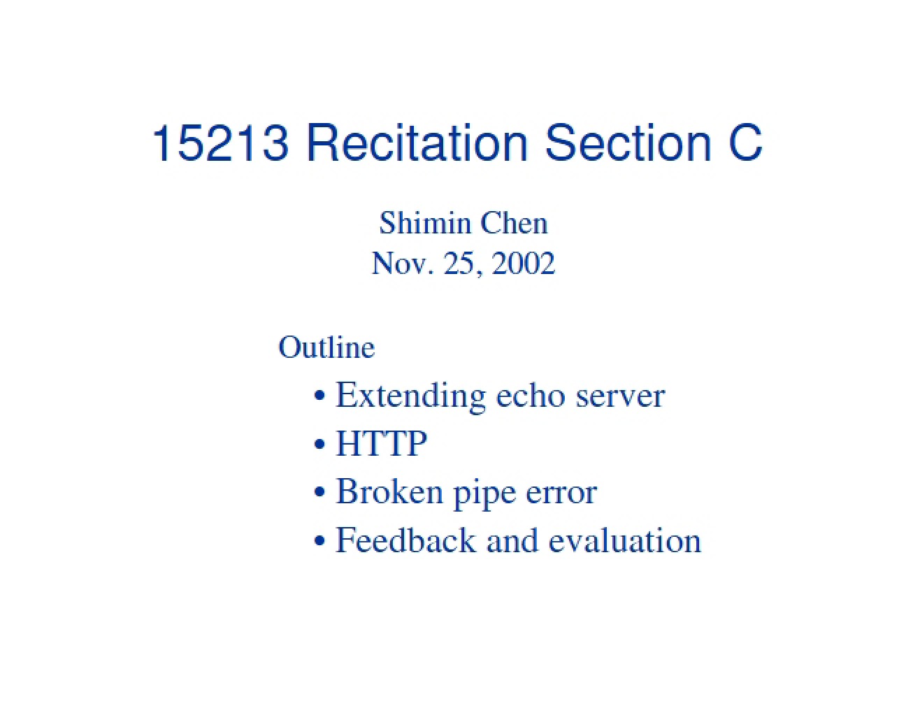 Fifth Recitation Session