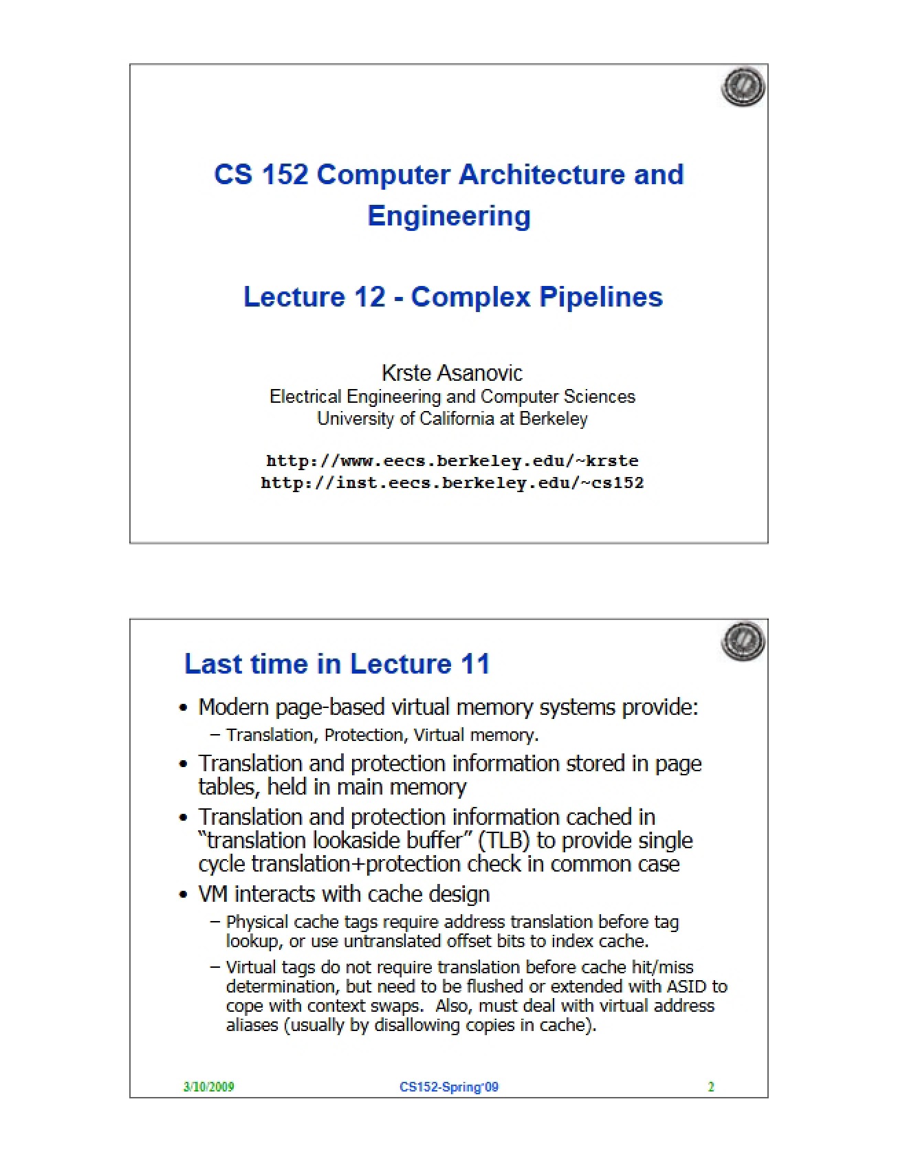 Lecture 12 Complex Pipelines