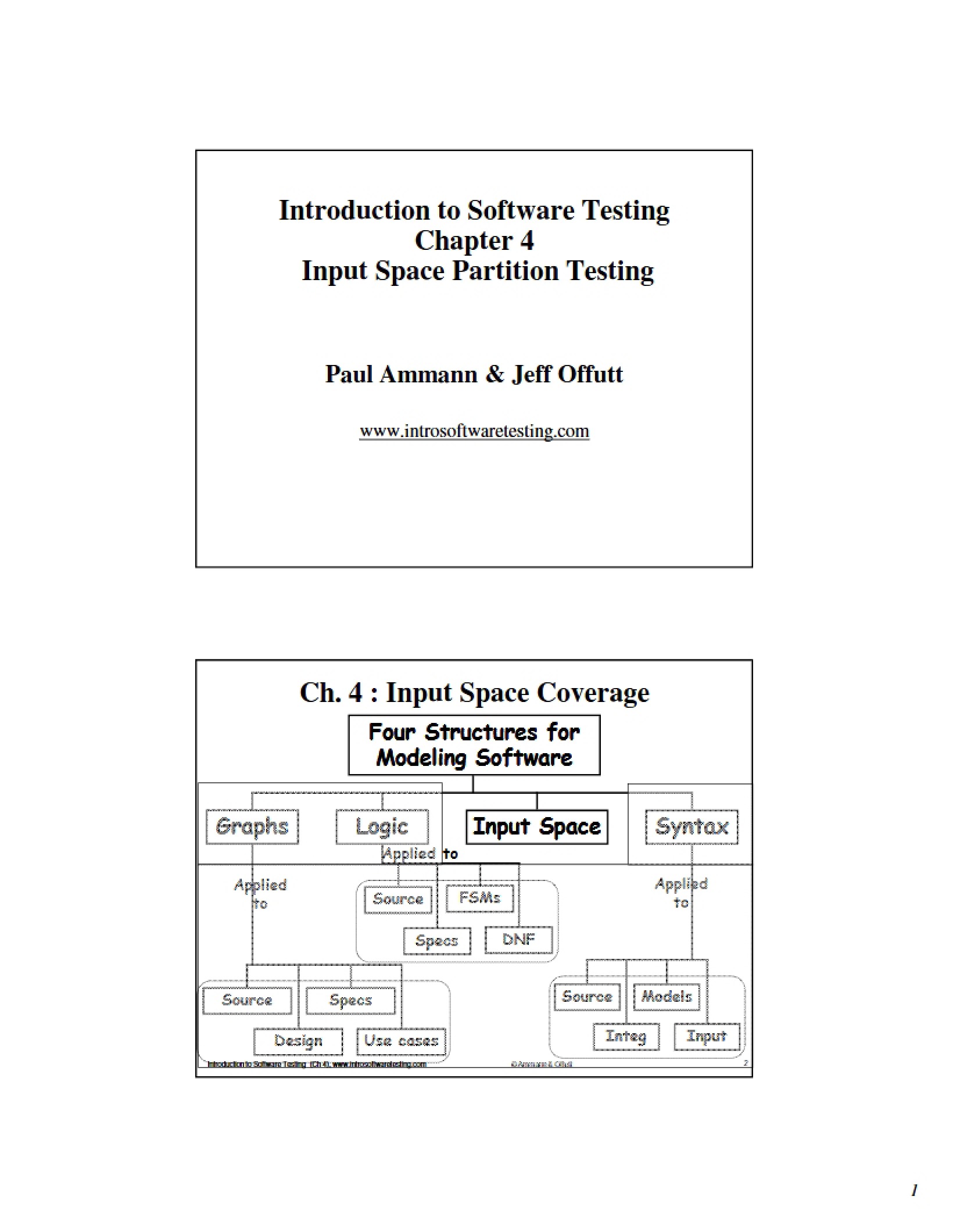 Input Space Partition Testing (Chapter 4)