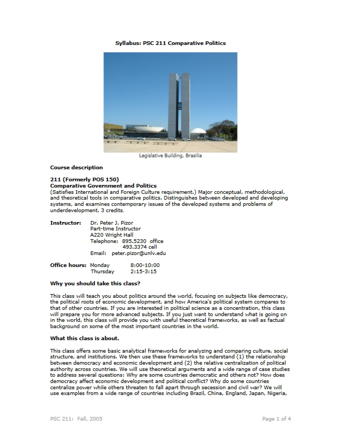 Comparative Politics Academic Syllabus