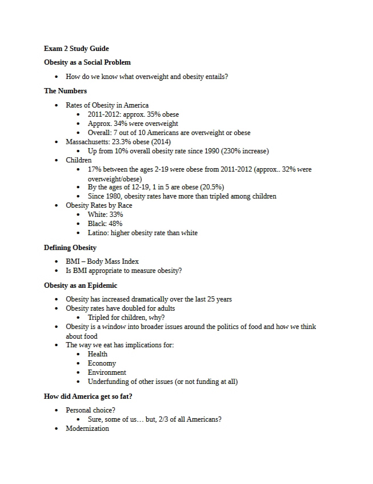 Study Guide for Second Exam