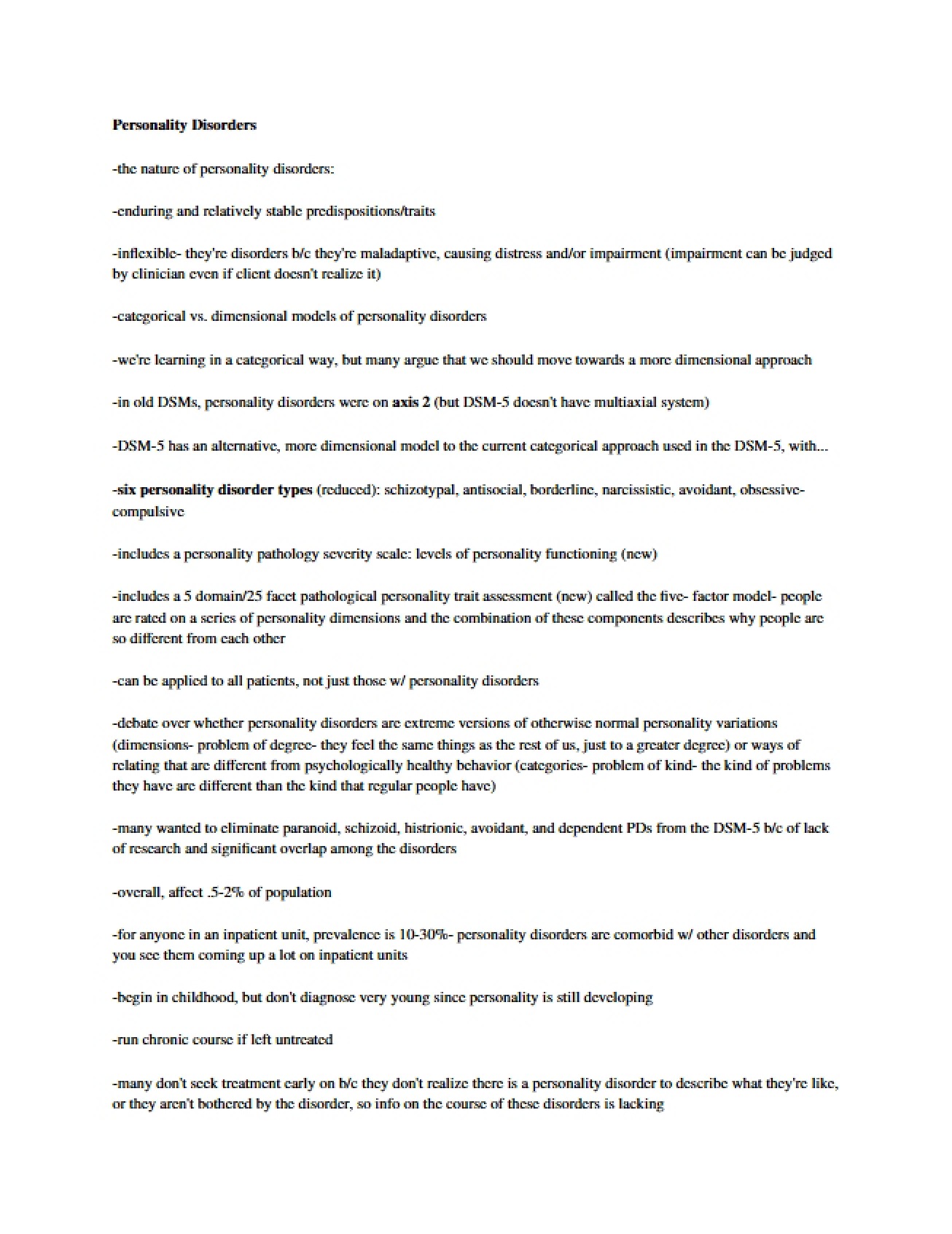 Disorders of Personality