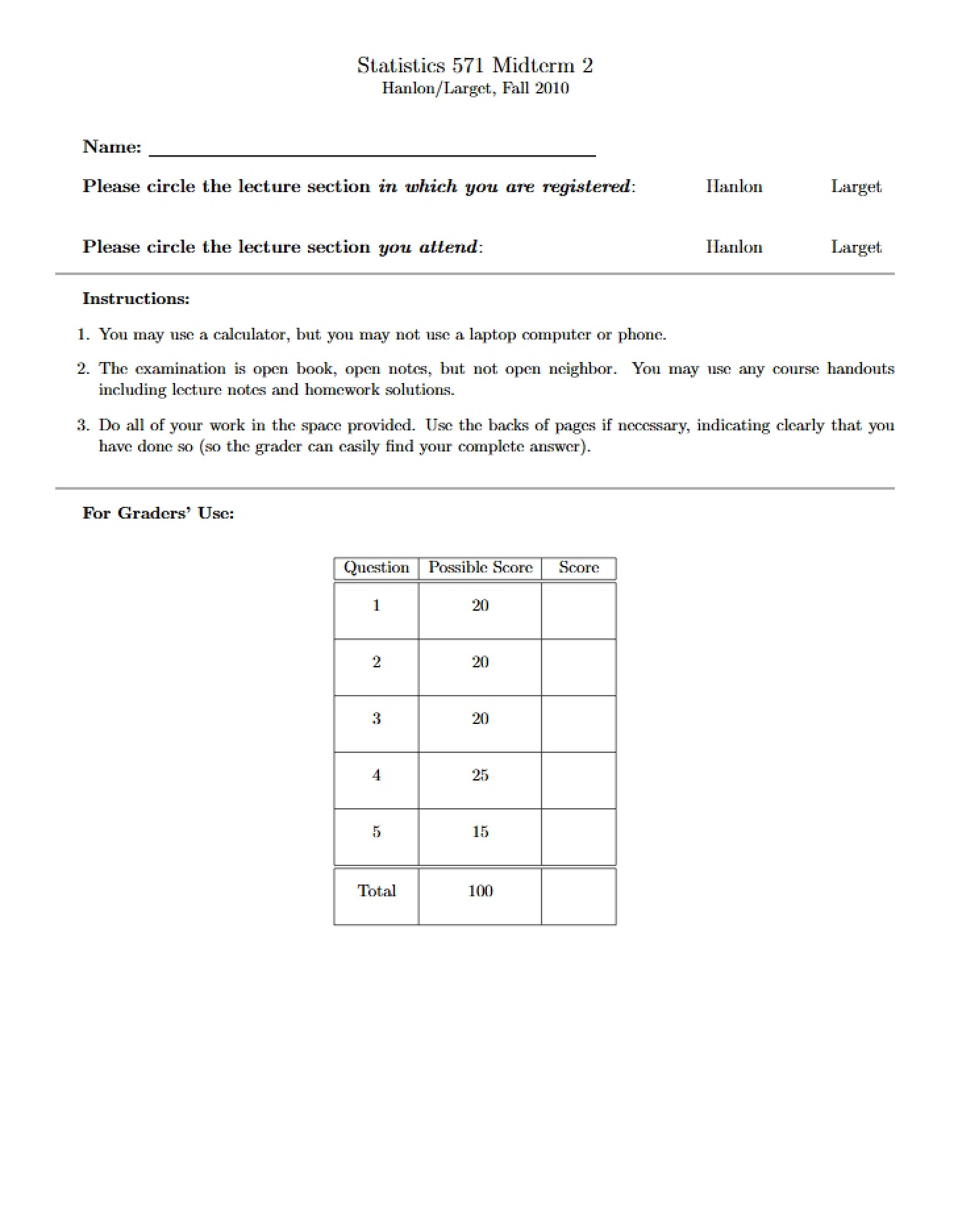 Second Midterm