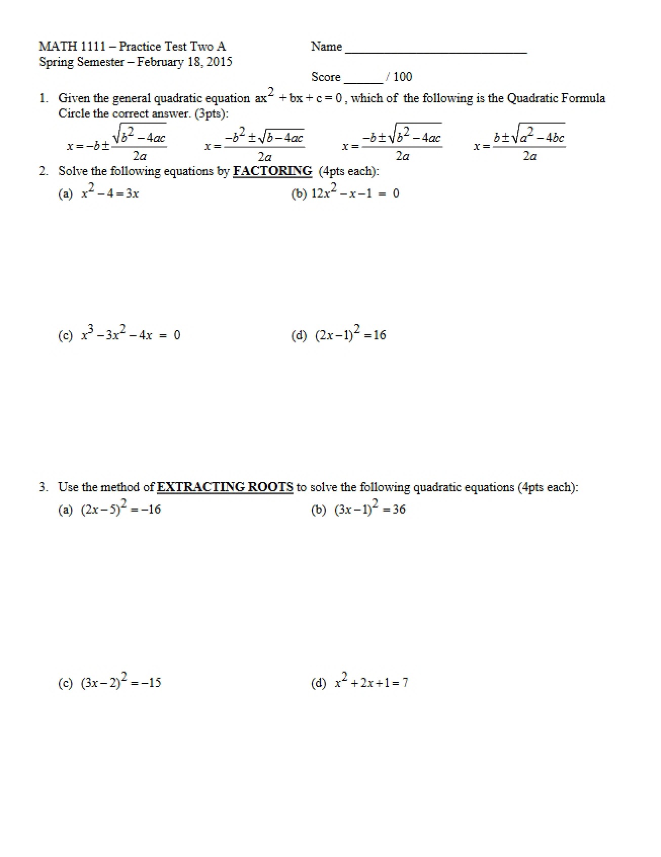 Problems for Practice