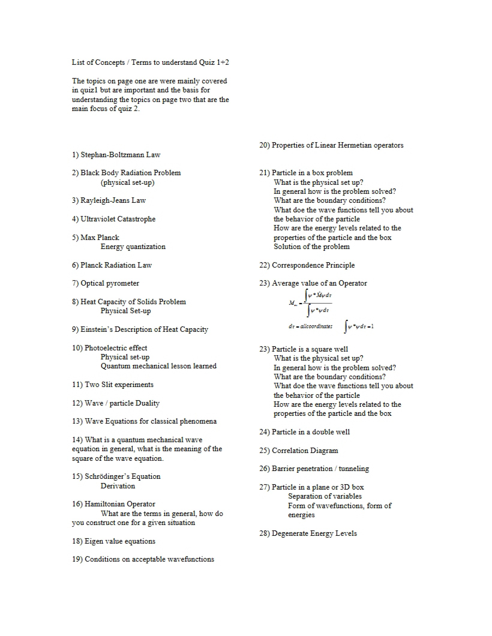 Quiz 2 Concept List
