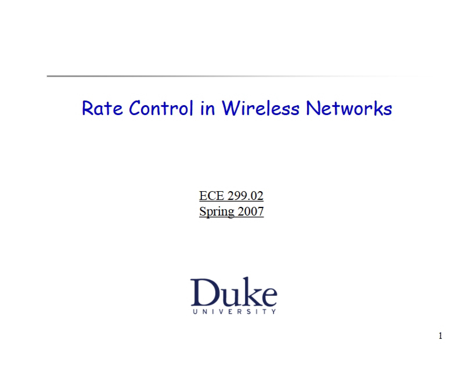 Wireless Network Rate Control