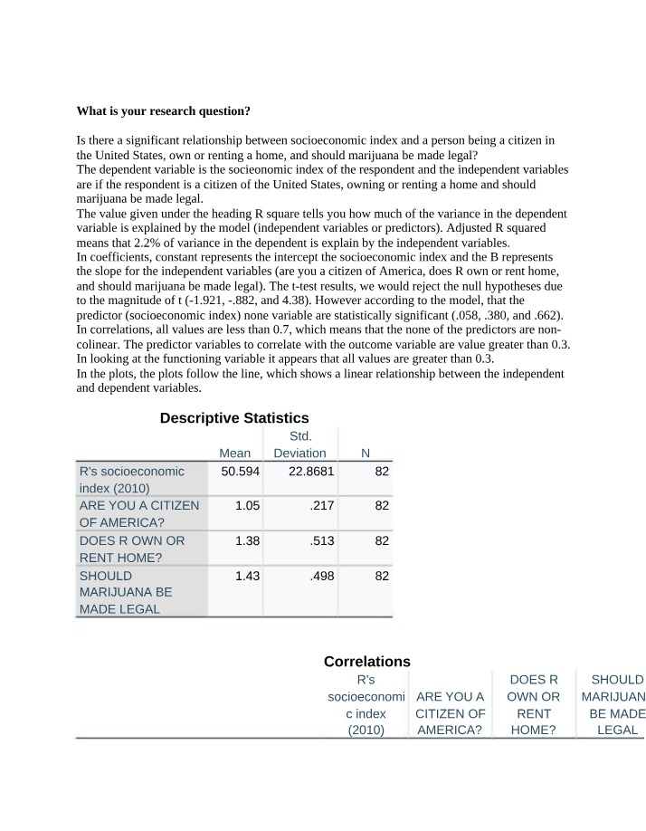 Socioeconomic Index and Marijuana Legality Research Question Analysis