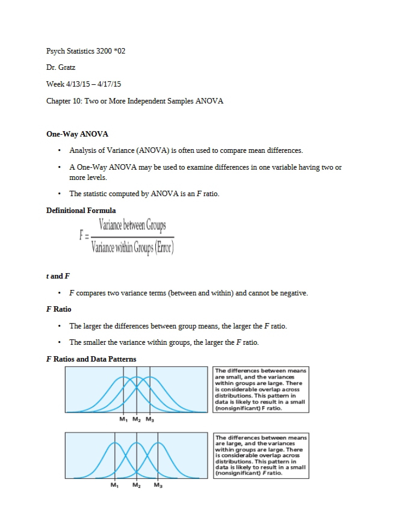 Chapter Ten An ANOVA for Two or More Independent Samples