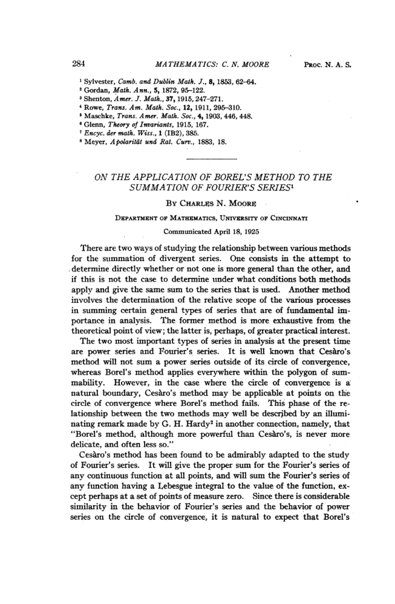 Borel's Method Application