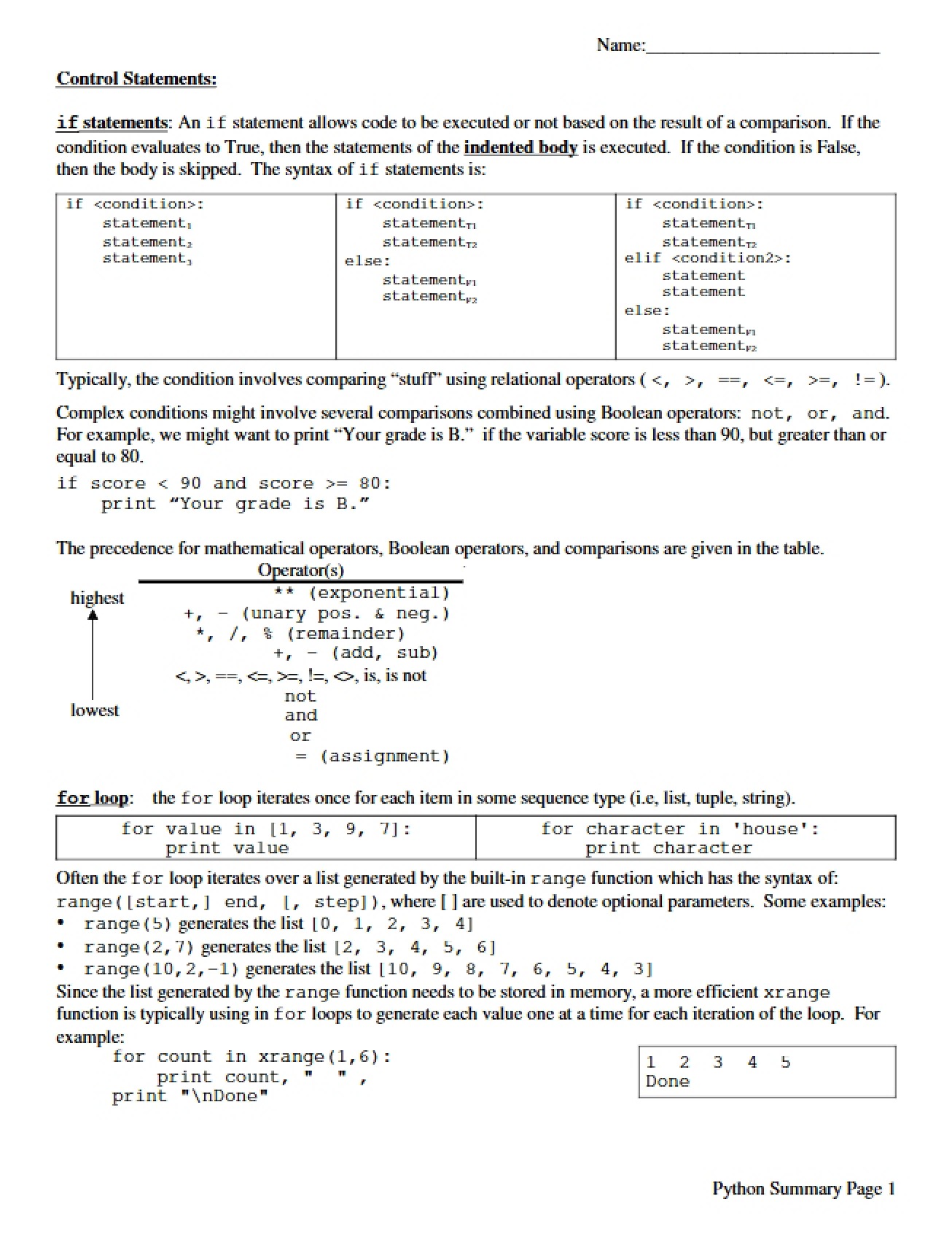 CS 1520 Class Notes