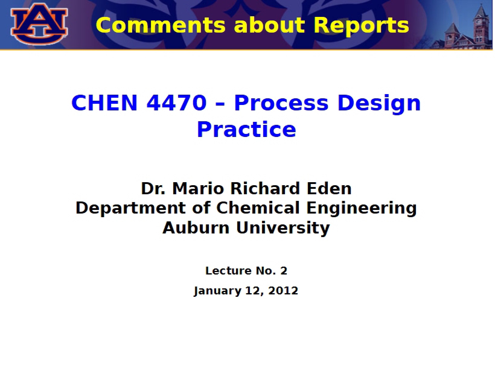 Process Design Practice Lecture Two