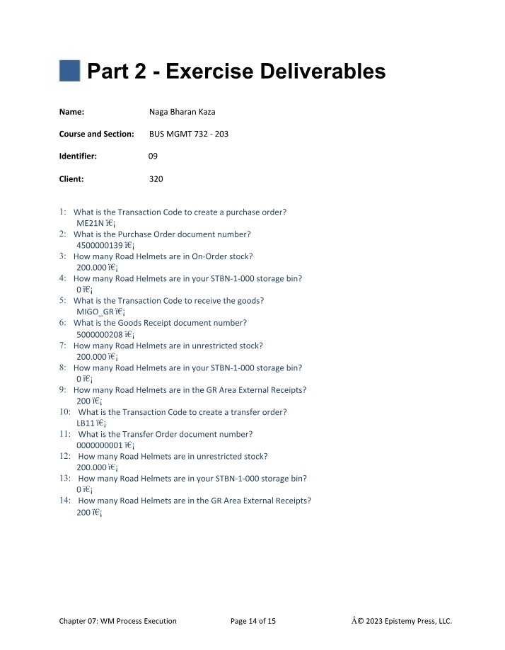 BUS499 Chapter Notes
