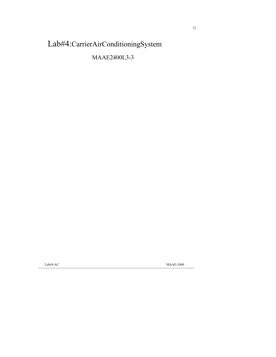 MAAE2400 Lab 4 - Air Conditioning System Performance Evaluation
