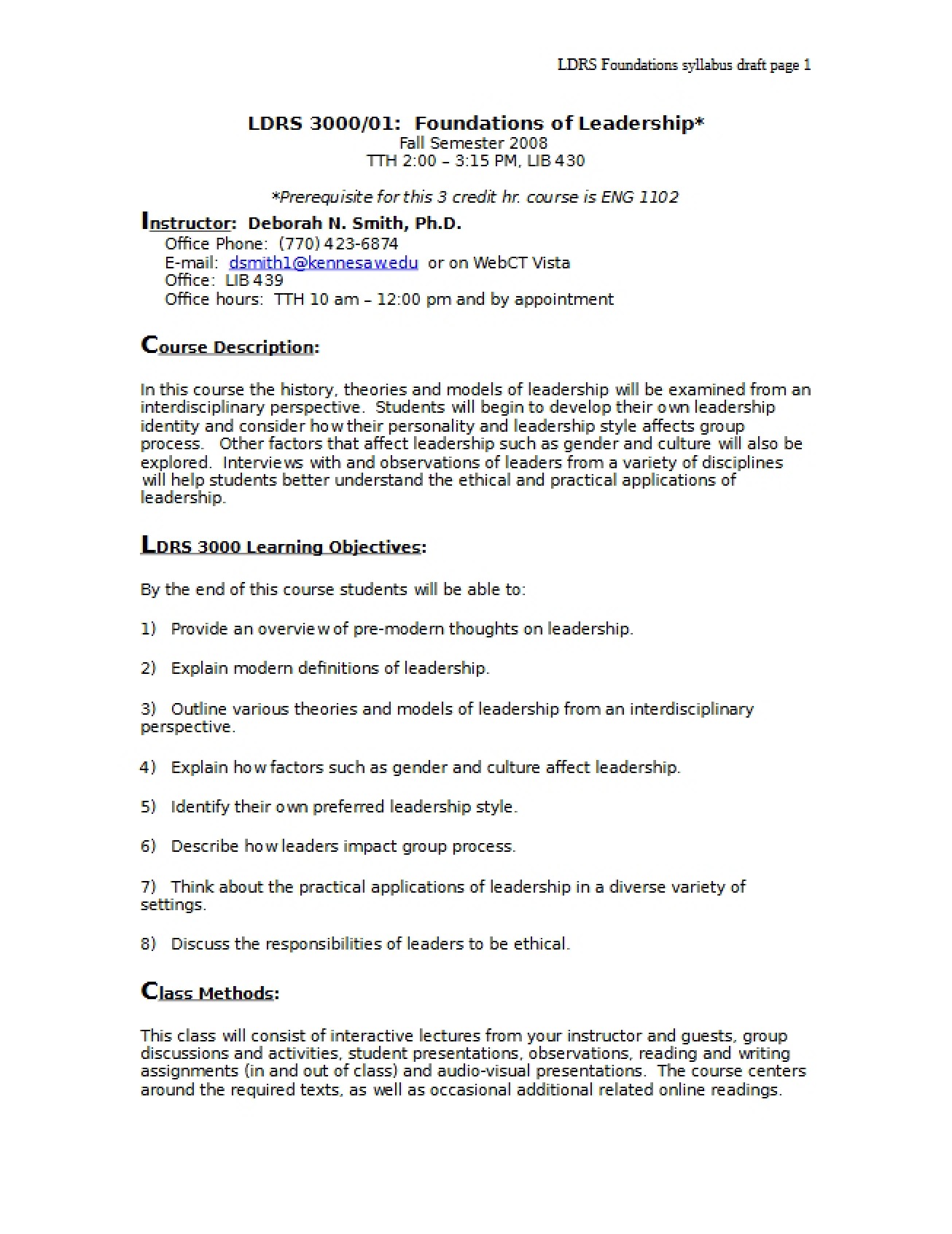 Leadership in a Global Society Syllabus