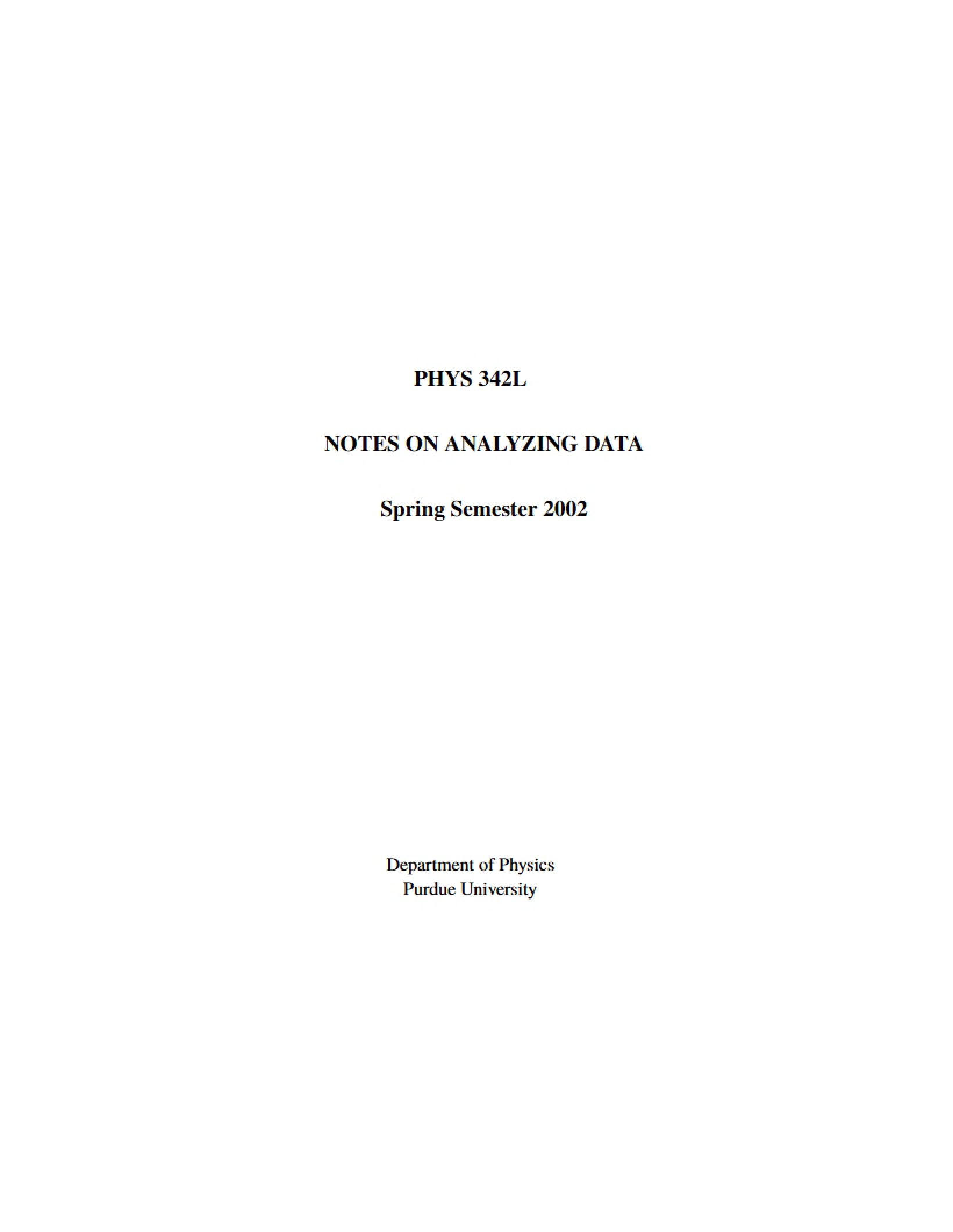 Data Analysis Notes - PHYS 34200