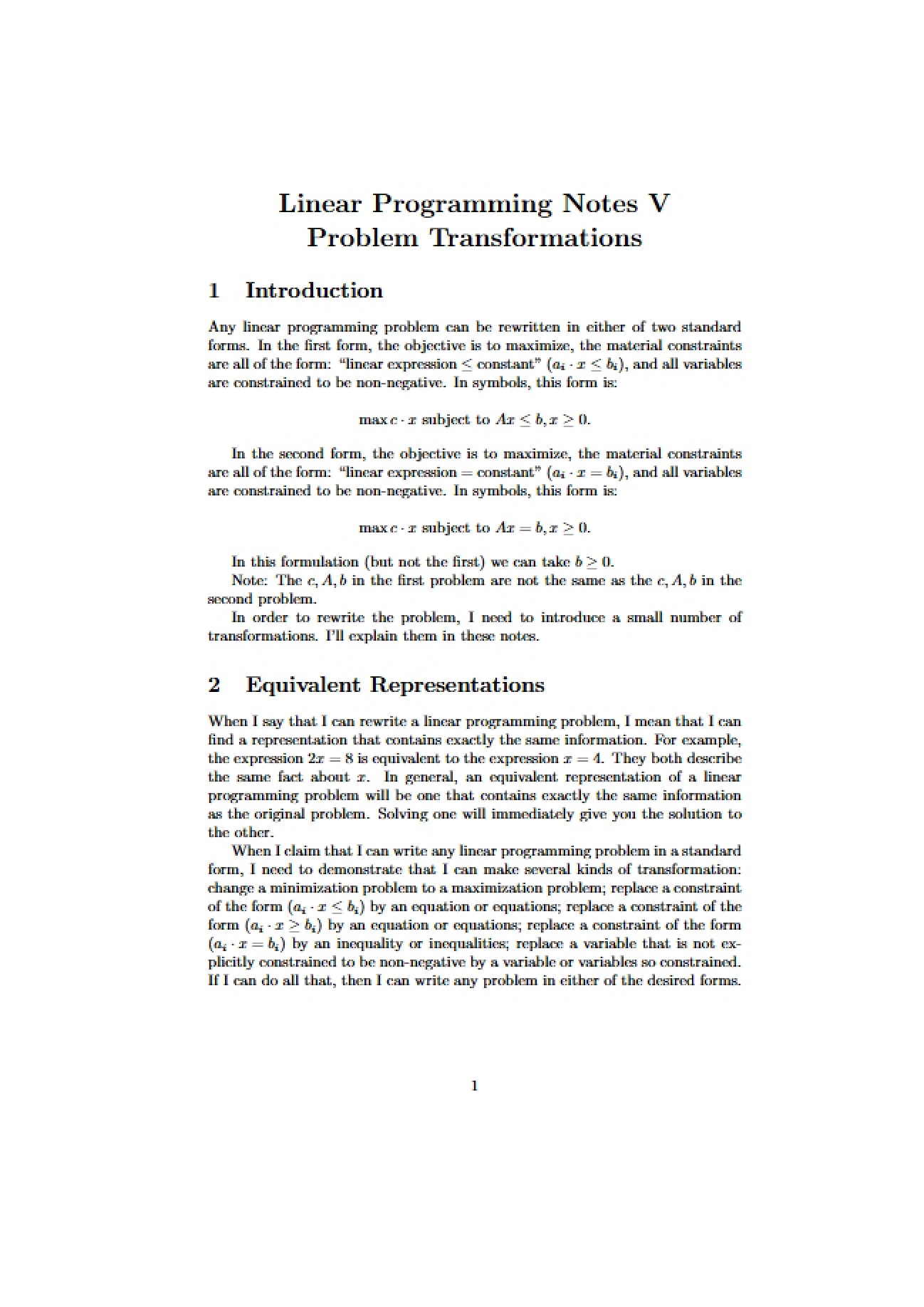 Mathematical Programming (Linear)