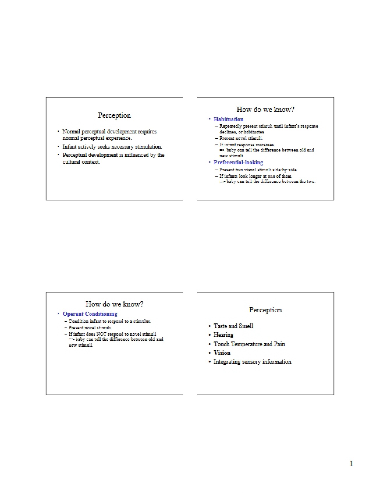 Perceptual Development in Infants