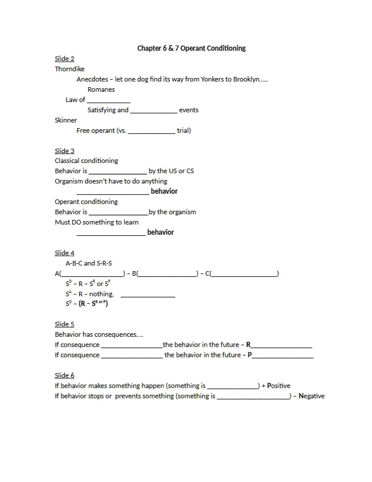 Fill-in-the-Blank Outline Chapter Six