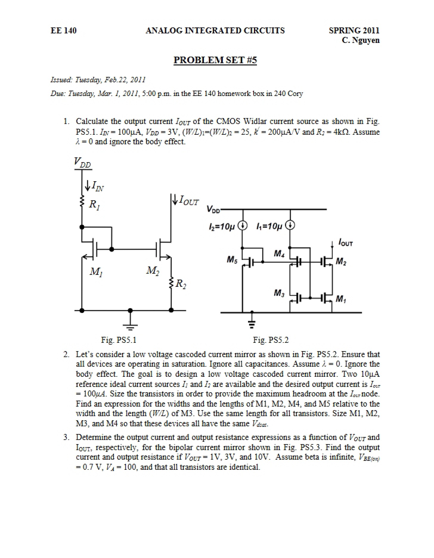 Fifth Problem Set
