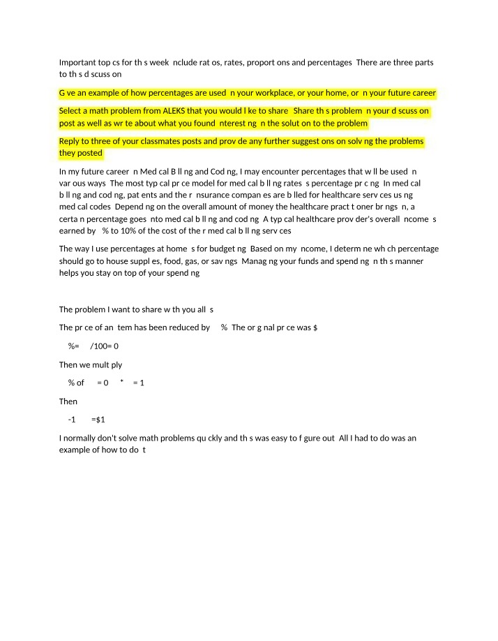 Ratios - Important Topics for the Week