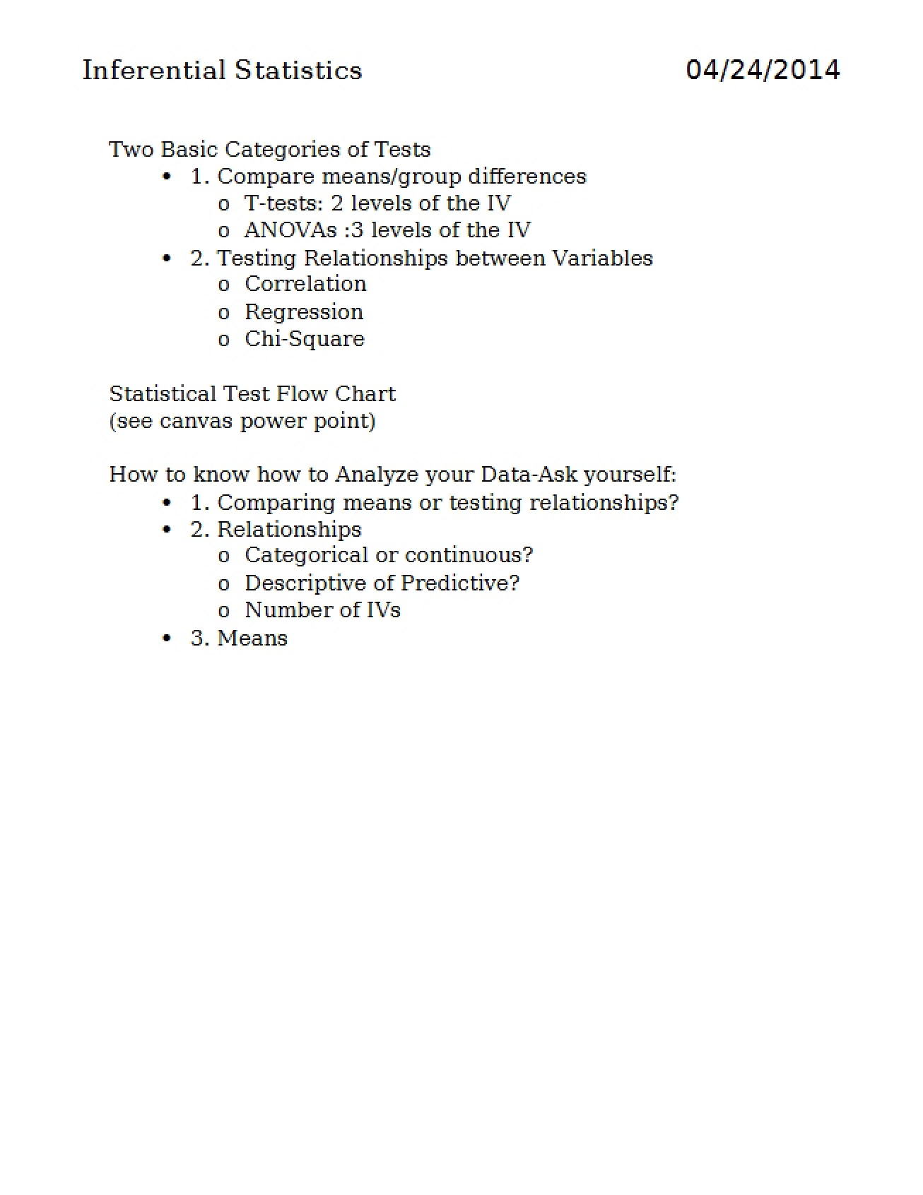 Inferential Statistics - 5 Pages