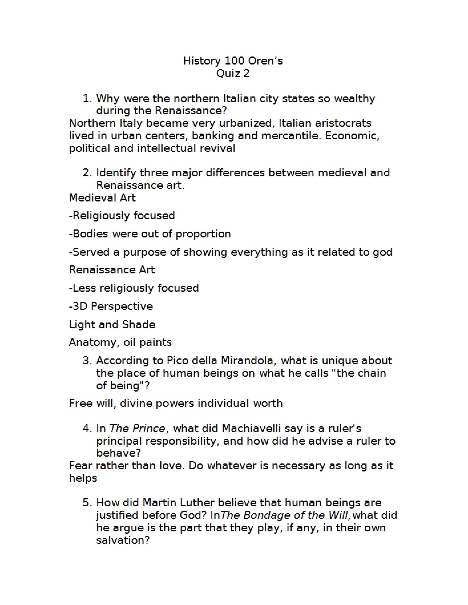 Western Civilization Quiz 2