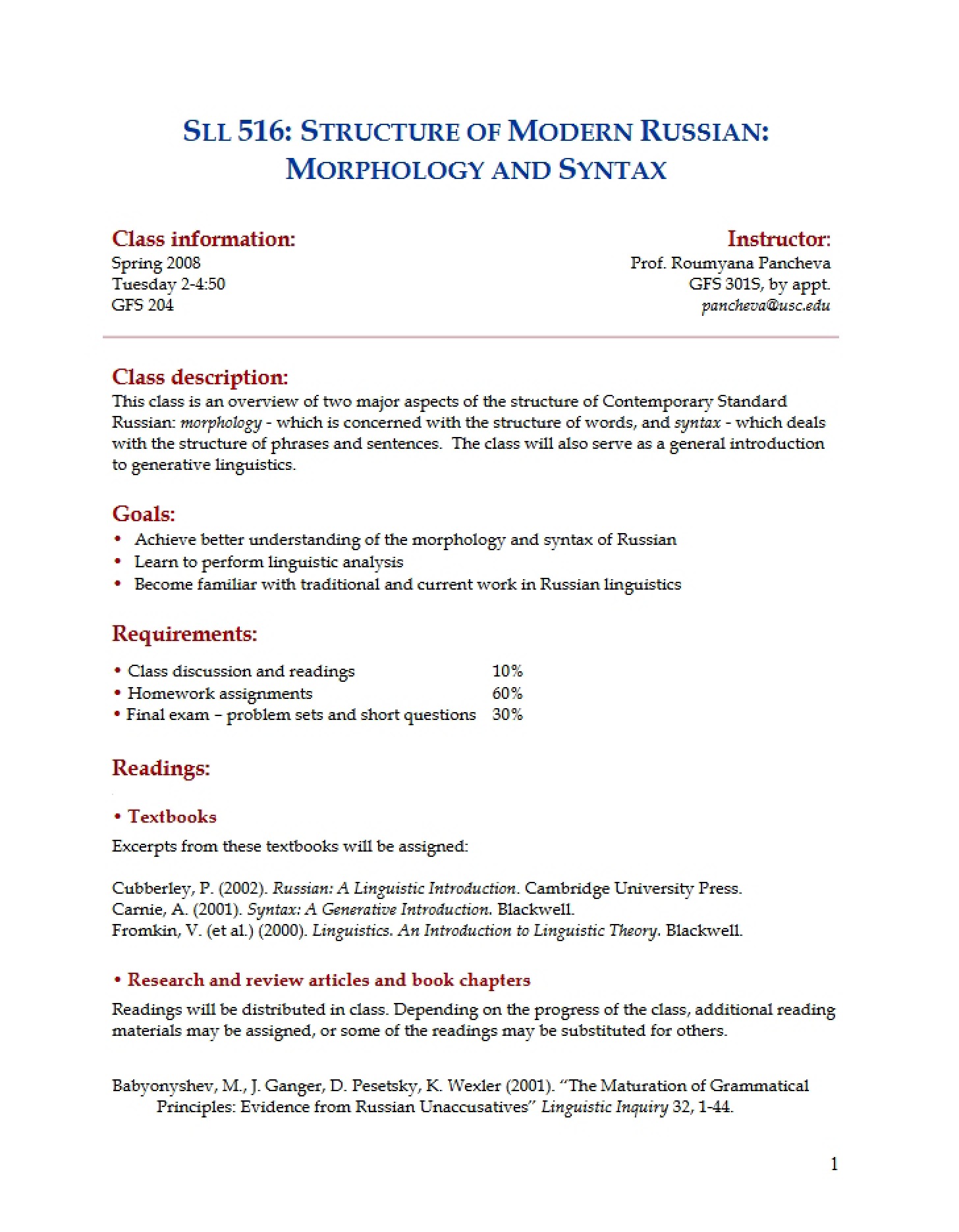 Syllabus for SLL 516.08