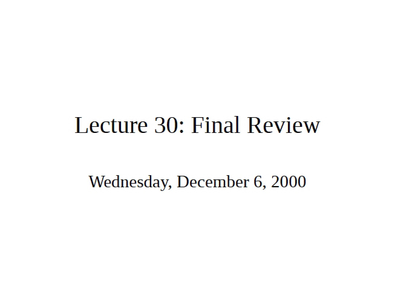 Review for Finals