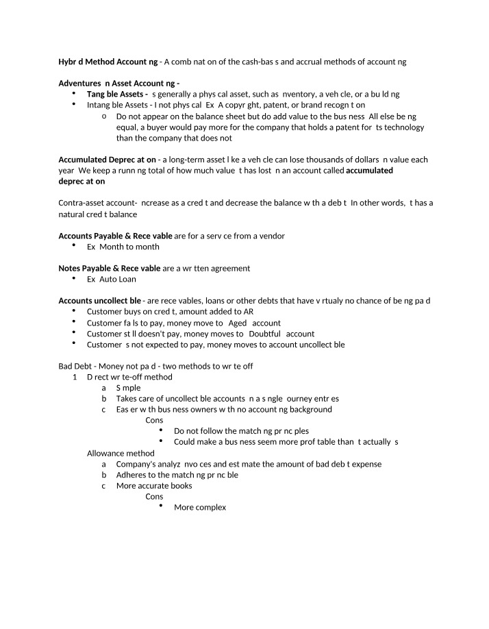 Hybrid Method Accounting and Asset Management
