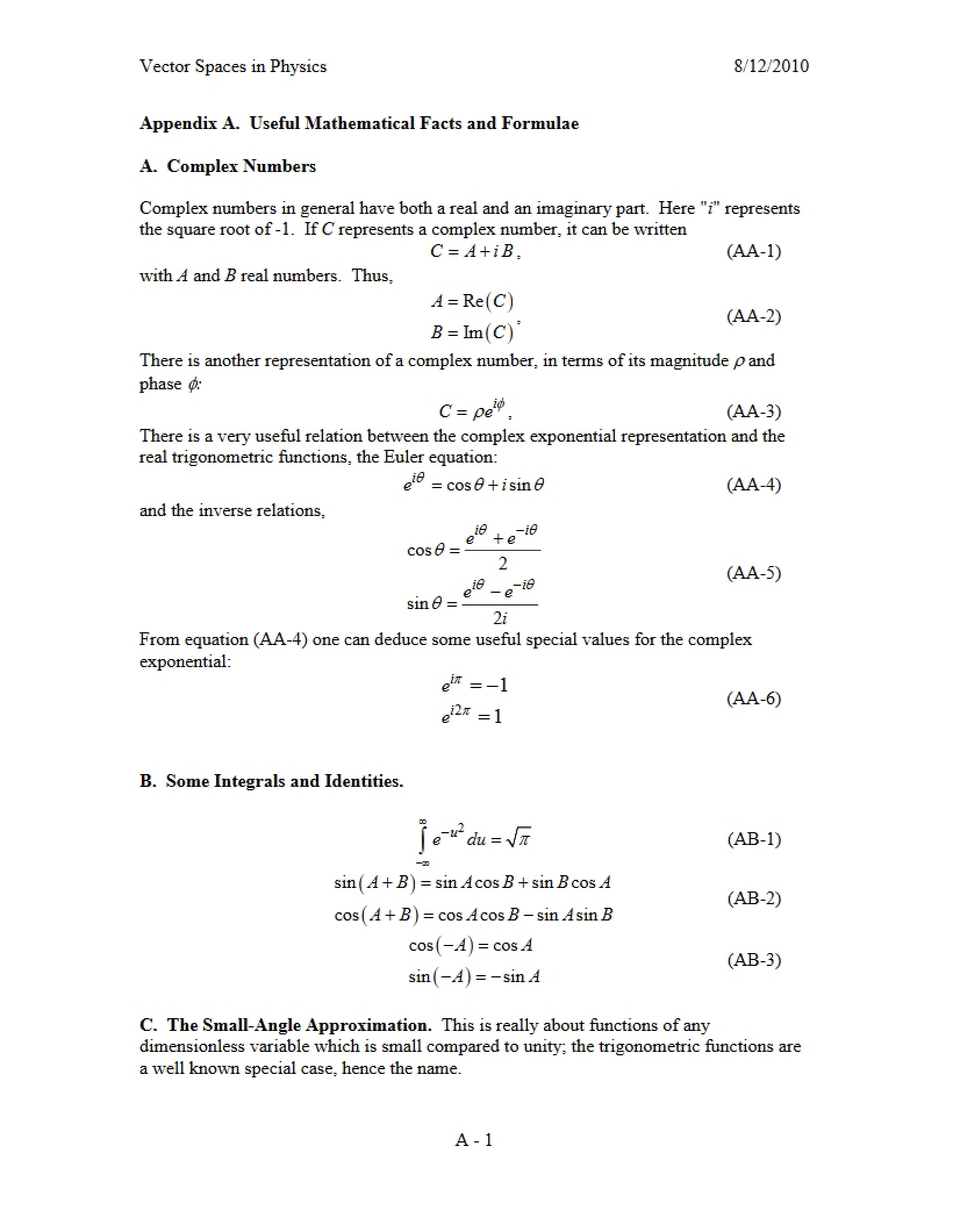 Facts and Formulae (Mathematical)