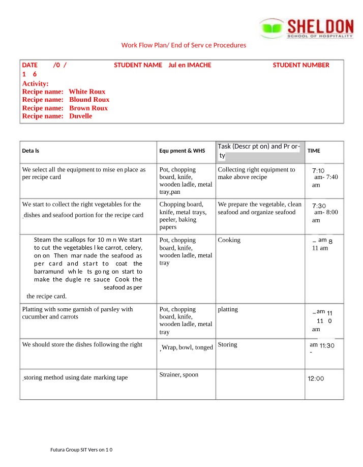 Workflow Plan for End of Service