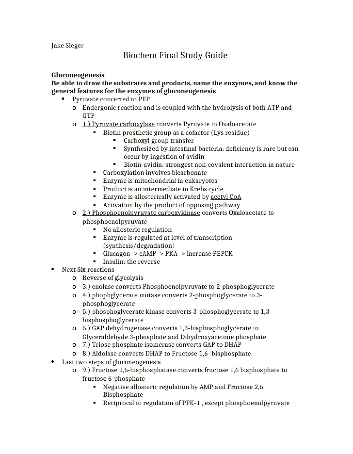 Final Guide for Biochemistry
