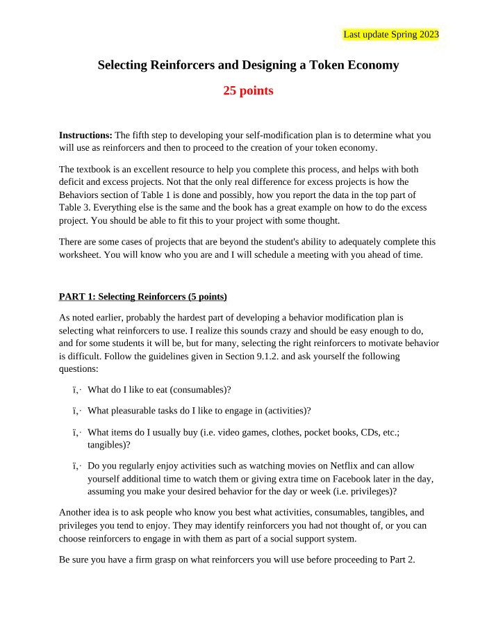 Designing a Token Economy and Selecting Reinforcers