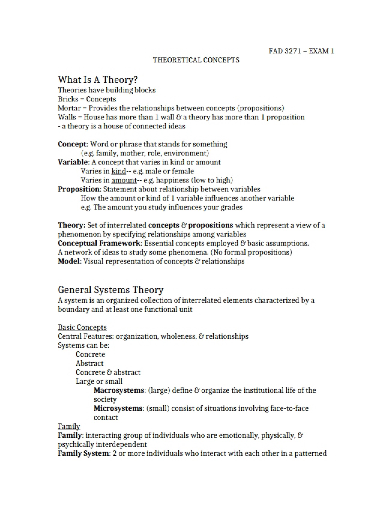 Theoretical Building Blocks for Family Development