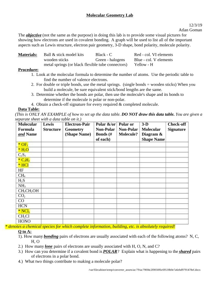 Lab for Molecular Geometry