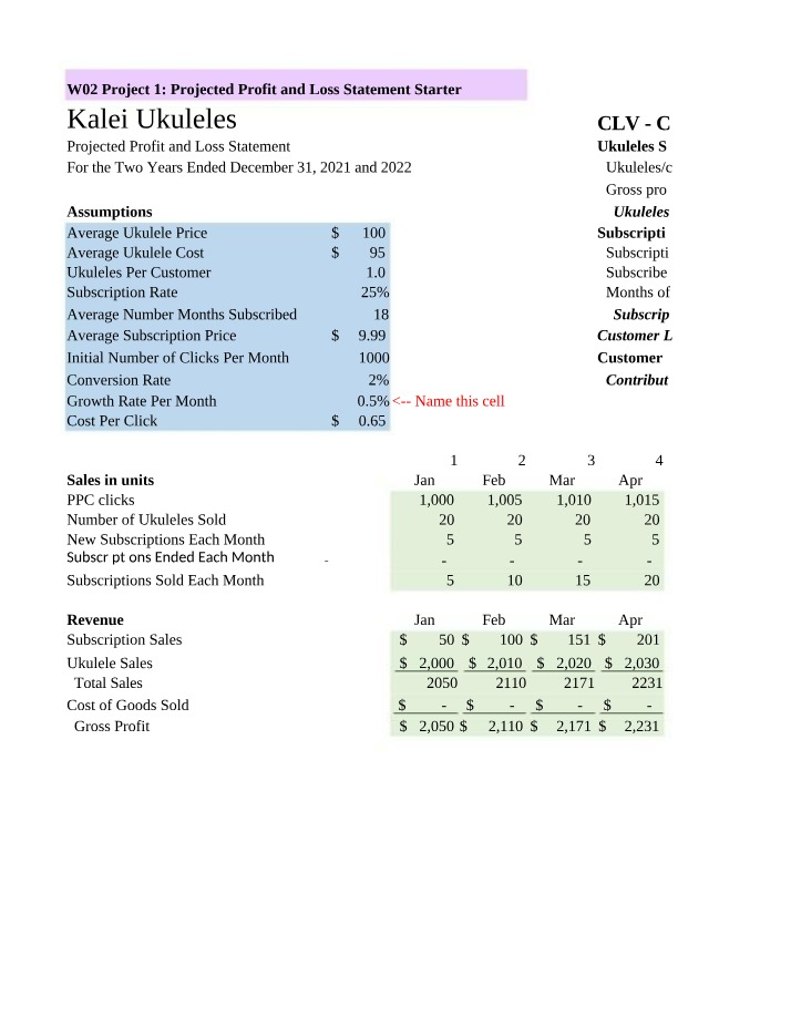 BUS180 - Project 01 Spreadsheet (Week 02)