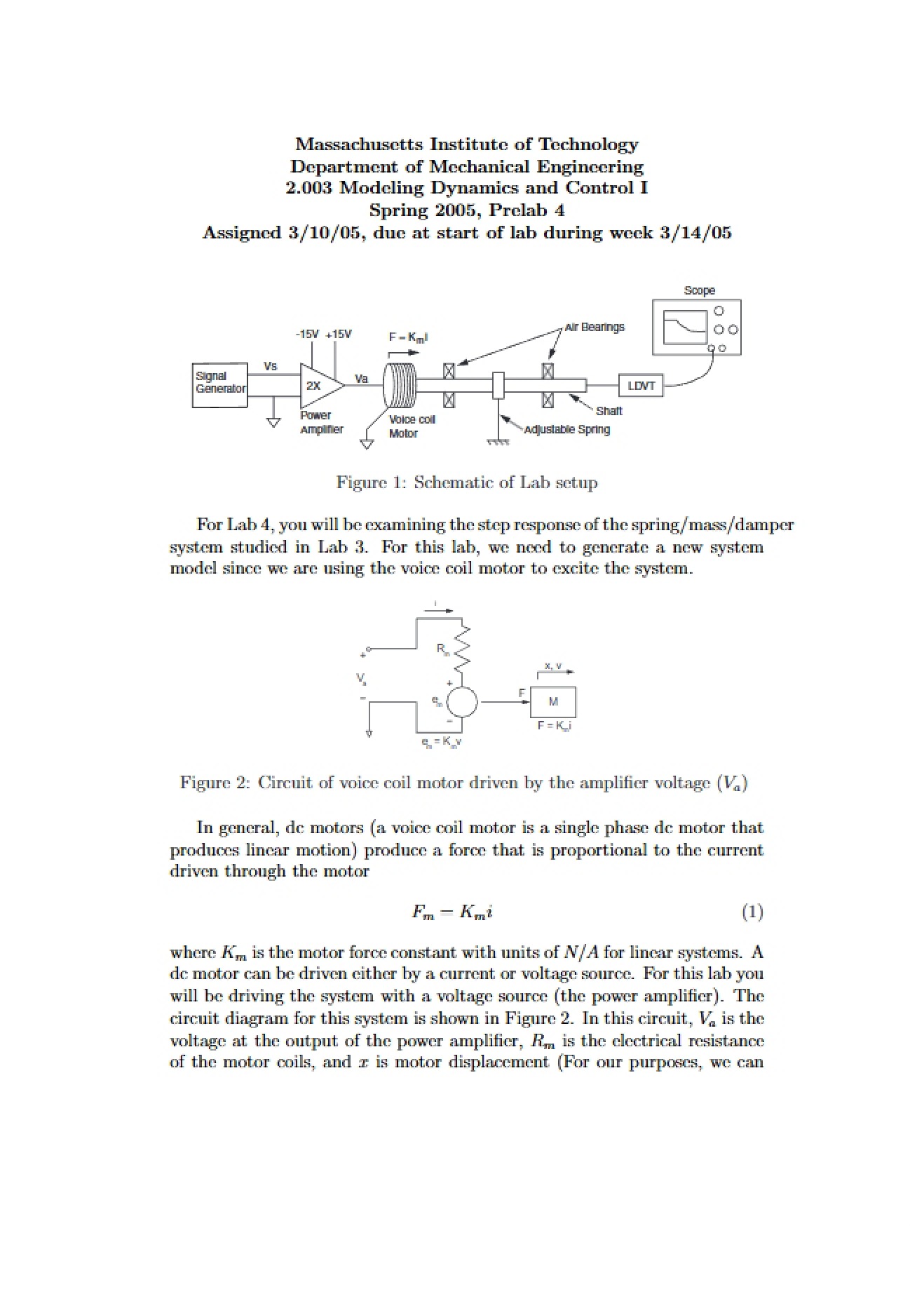 Dynamics and Control Modeling I