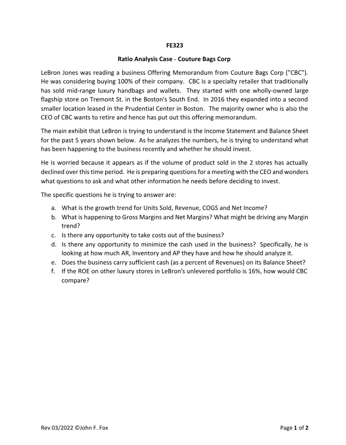 Couture Bags Corp - Analyzing Financial Performance