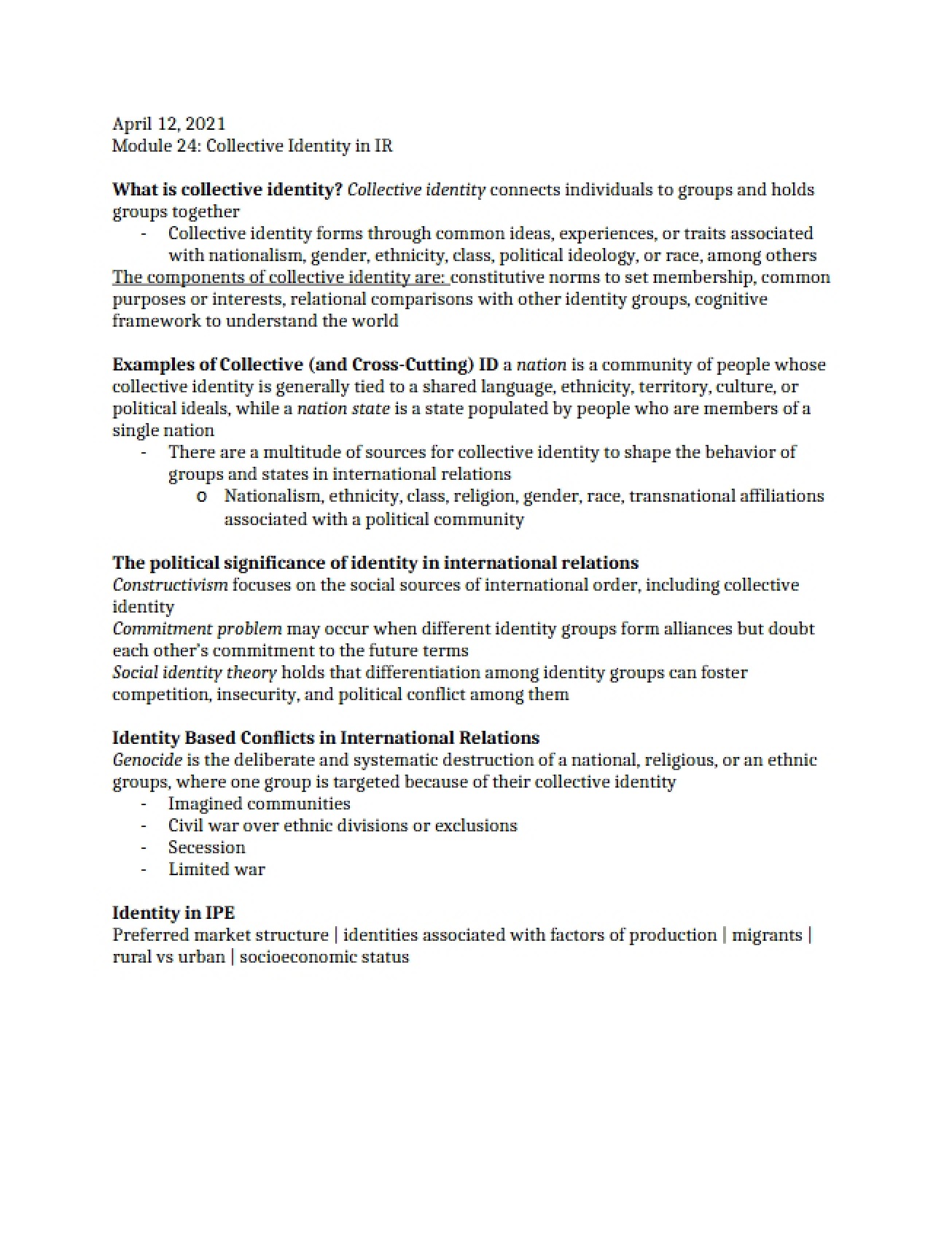 IR and Collective Identity