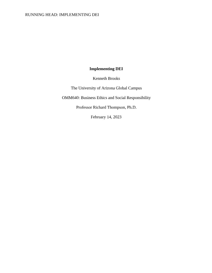 OMM640 - Implementing DEI