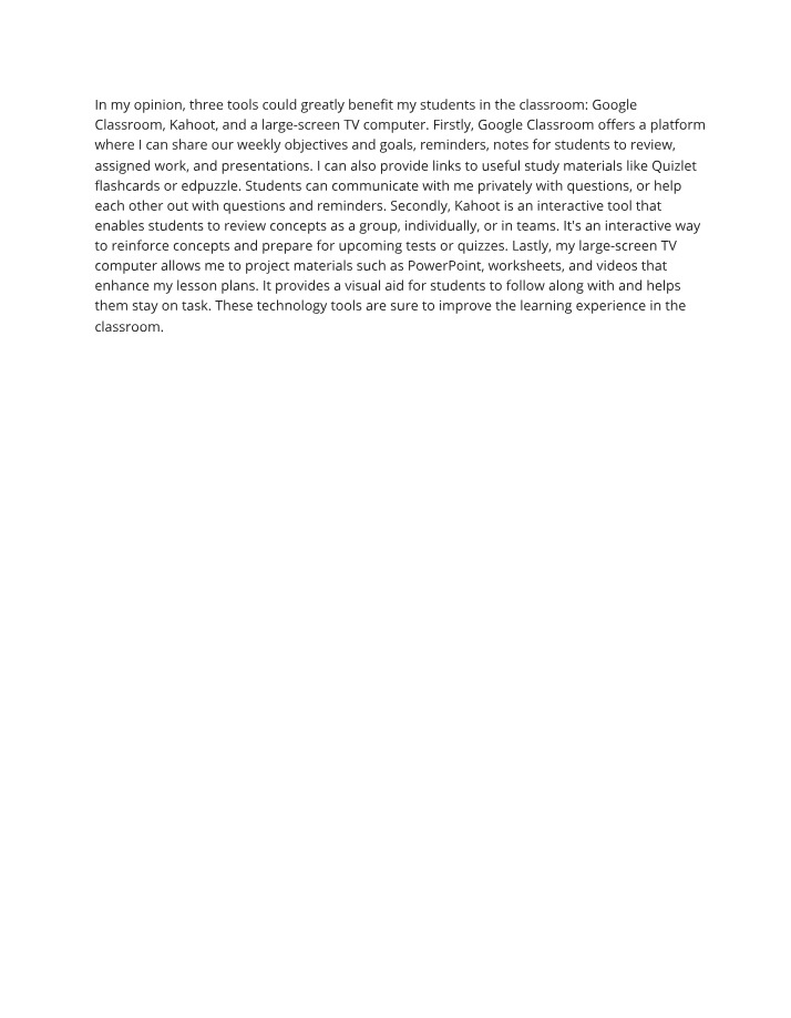 Enhancing Learning with Kahoot, Google Classroom, and Large-Screen TV
