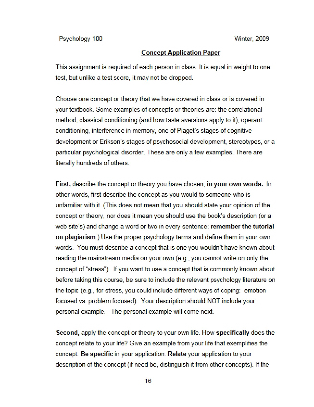 Psychological Concept Application Paper